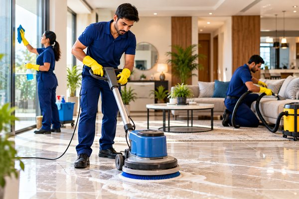 Industrial floor scrubber used for deep cleaning